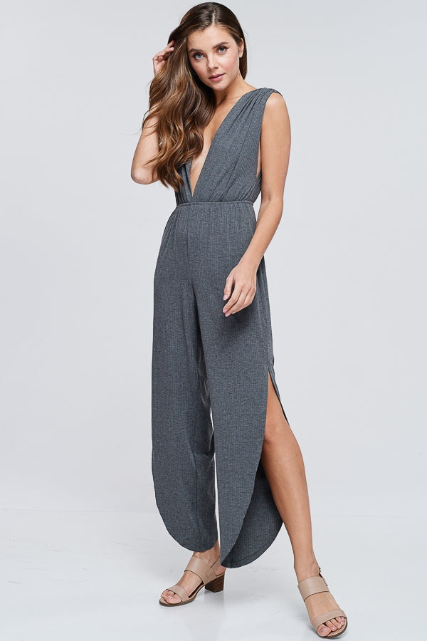 After the Ride Jumpsuit-Charcoal Gray