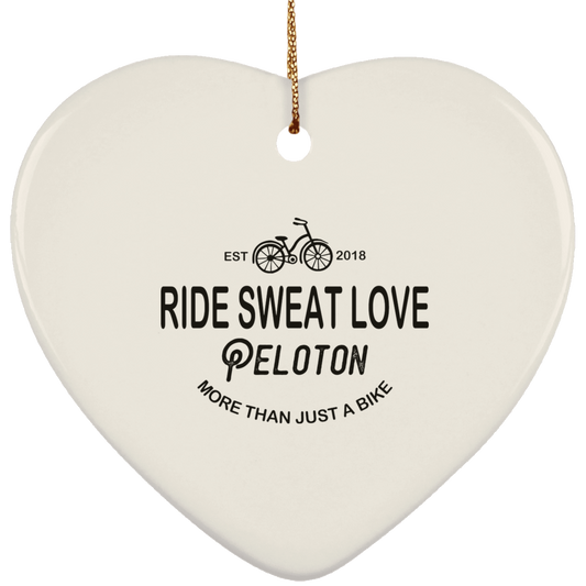 Ride Sweat Love Tribe Ceramic Heart Ornament