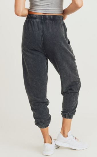 Charcoal Mineral-Washed Jacquard Joggers