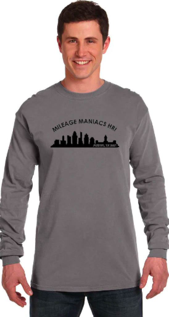 Mileage Maniacs Austin HRI (skyline) - Long Sleeve Comfort Colors