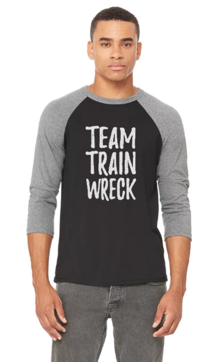 Team Train Wreck - Unisex 3/4-Sleeve Baseball T-Shirt