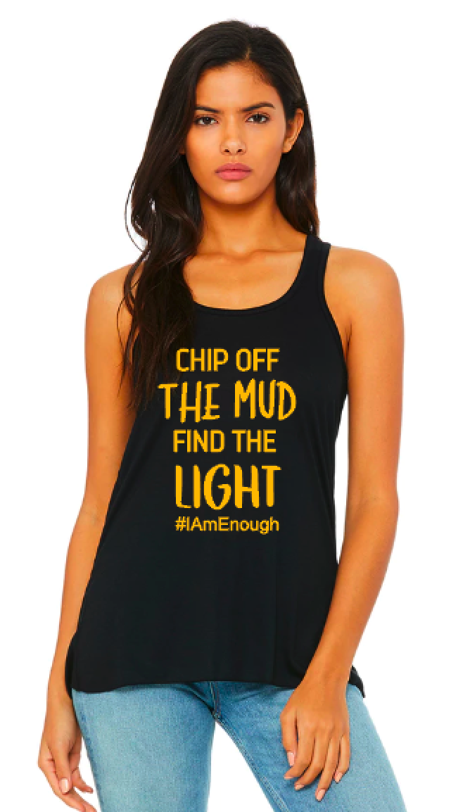 Chip Off the Mud Find the Light - Flowy Bella Canvas Racerback Tank