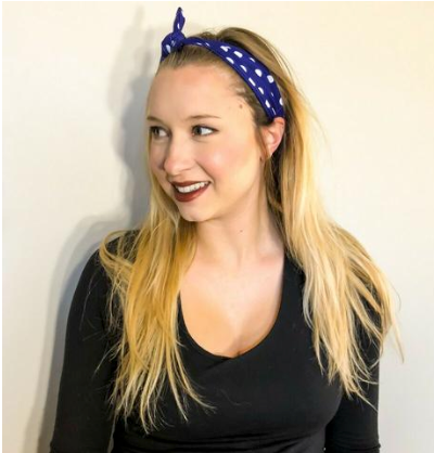 Blue Polka Knotted - Headbands of Hope