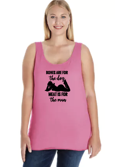 Bones are for the dog, Meat is for the man-Curvy Premium Jersey Tank