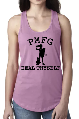 PMFG Heal Thyself (Curly Hair) - Racerback Tank