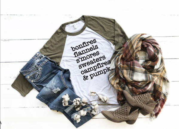 Bonfires and Fall Things - Unisex Baseball T-Shirt