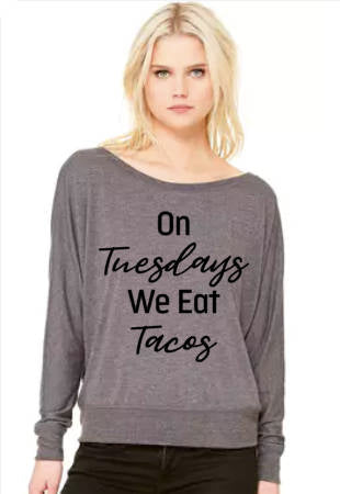 On Tuesdays We Eat Tacos - Flowy Off Shoulder T-shirt by Bella
