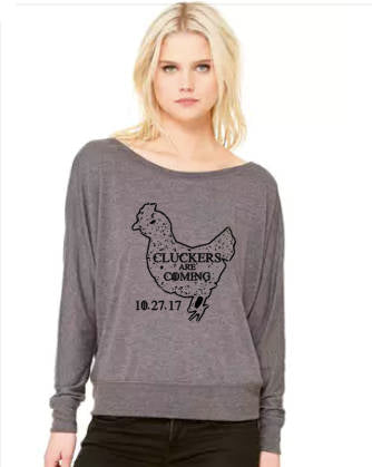 Cluckers Are Coming - Flowy Off Shoulder T-shirt by Bella