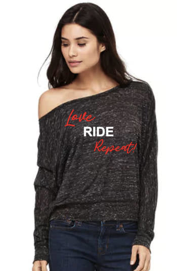 Love Ride Repeat - Flowy Off Shoulder T-shirt by Bella