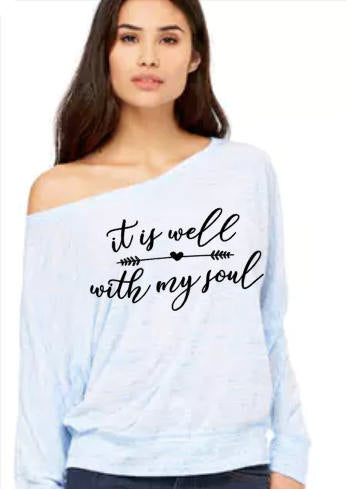 It Is Well With My Soul - Flowy Off Shoulder T-shirt by Bella