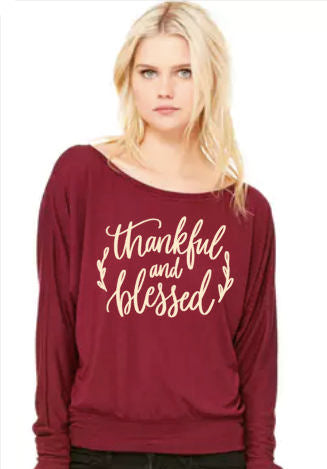 Thankful and Blessed- Flowy Off Shoulder
