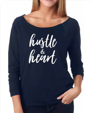 Hustle & Heart-Ladies' French Terry 3/4-Sleeve Raglan
