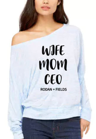 Wife Mom CEO - Flowy Off Shoulder T-shirt by Bella