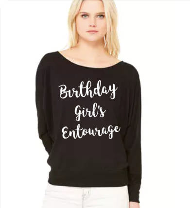 Birthday Girl's Entourage - Flowy Off Shoulder T-shirt by Bella