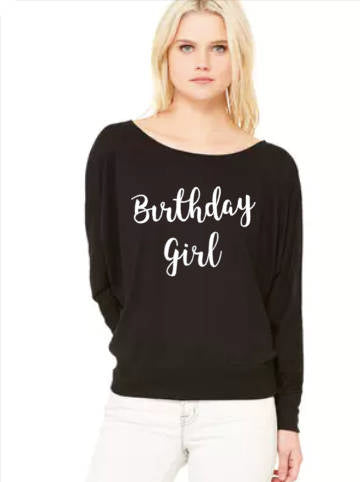 Birthday Girl - Flowy Off Shoulder T-shirt by Bella
