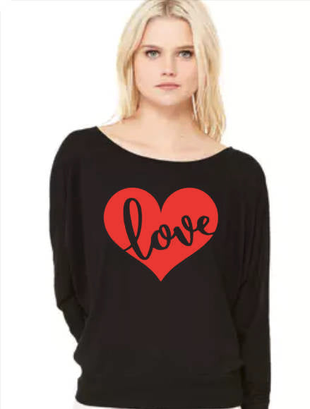 LOVE- Flowy Off Shoulder T-shirt by Bella