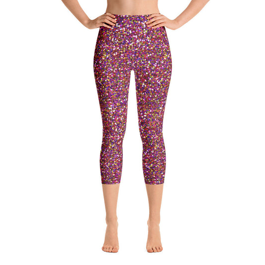 Multi Colored Glitter Yoga Capri Leggings