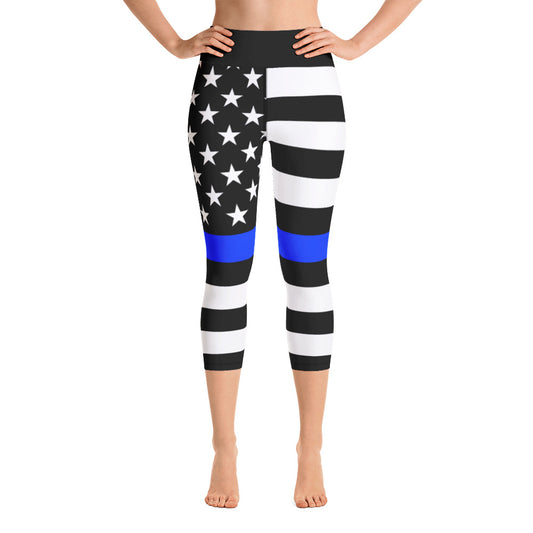 Thin Blue Line Yoga Capri Leggings