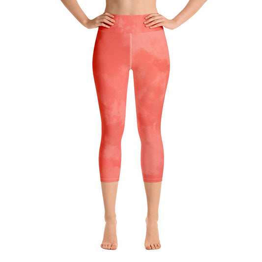 Coral Dreams Yoga Capri Leggings