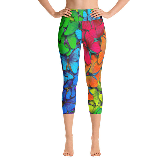 Happy  Butterfly Yoga Capri Leggings