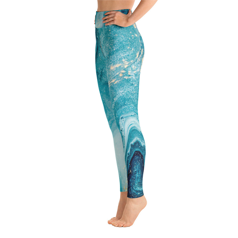 Lost Sea Blue Marbled Yoga Leggings