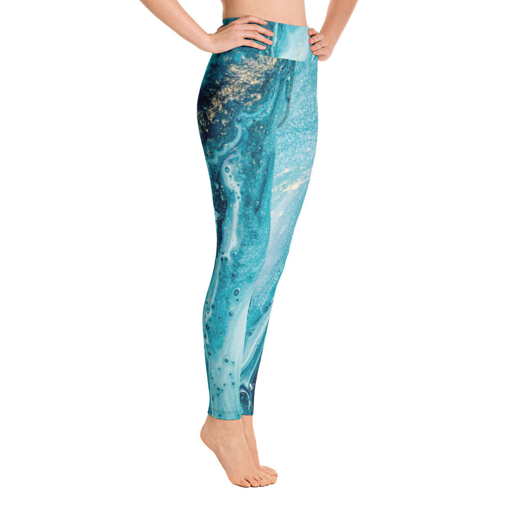Lost Sea Blue Marbled Yoga Leggings